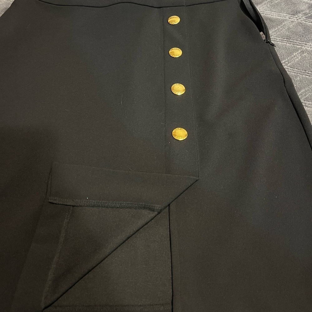 Michael Kors Black Mini Skirt with Gold Buttons - Picture 6 of 6